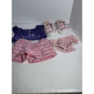BUILD  A  BEAR  Sketchers Pink and White‎ Sneakers - Shorts  Panties & T Shirt